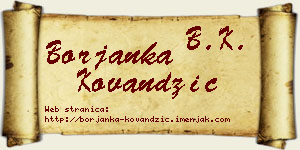 Borjanka Kovandžić vizit kartica